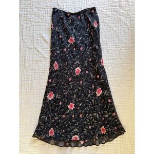 Lapis Women's  Vintage Black Floral Maxi Skirt Size S Whimsigoth Boho Cottage